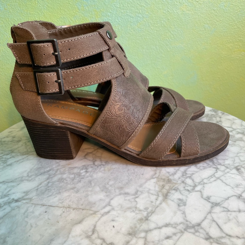 Rampage Embossed Taupe Sandals - Picture 4 of 8